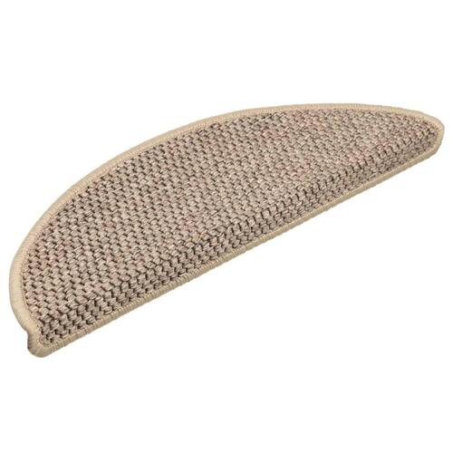 Selvklæbende trappemåtter 15 stk. 56x17x3 cm sisal-look beige