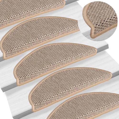 Selvklæbende trappemåtter 15stk. 56x17x3cm sisal-look lys beige