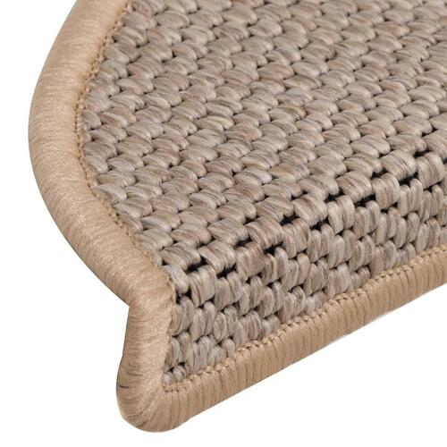 Selvklæbende trappemåtter 15stk. 56x17x3cm sisal-look lys beige