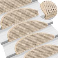 Selvklæbende trappemåtter 15 stk. 56x17x3 cm sisal-look creme