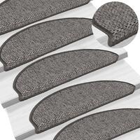 Selvklæbende trappemåtter 15 stk. 65x21x4 cm sisal brun-beige