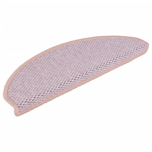 Selvklæbende trappemåtter 15 stk. 65x21x4 cm sisal-look lyserød