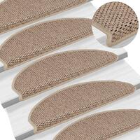 Selvklæbende trappemåtter 15stk. 65x21x4cm sisal-look sandfarve