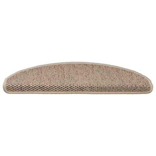 Selvklæbende trappemåtter 15stk. 65x21x4cm sisal-look sandfarve