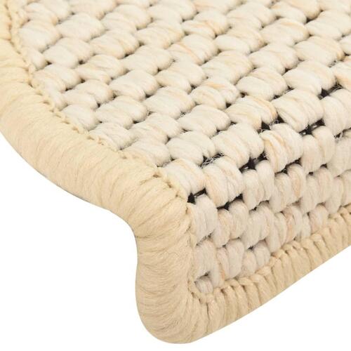 Selvklæbende trappemåtter 15 stk. 65x21x4 cm sisal-look creme