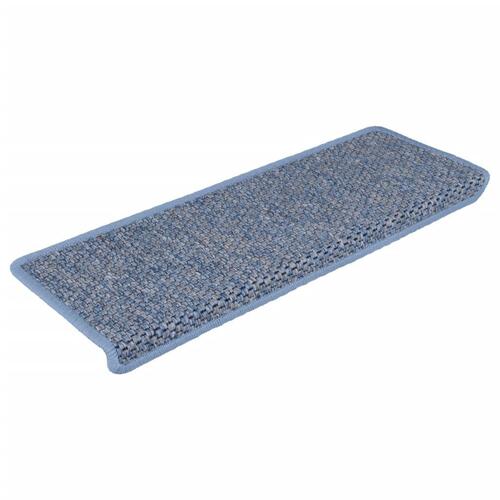 Selvklæbende trappemåtter 15 stk. 65x21x4 cm sisal-look blå
