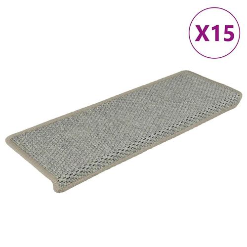 Selvklæbende trappemåtter 15 stk. 65x21x4 cm sisal-look grøn