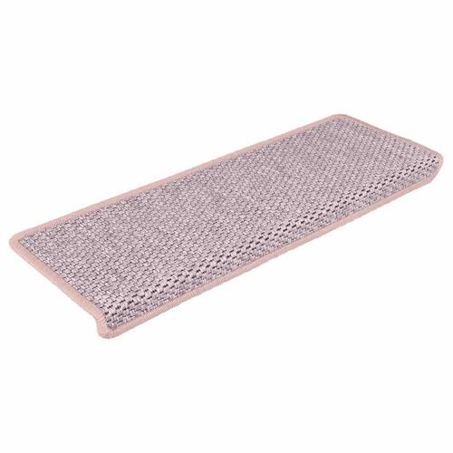 Selvklæbende trappemåtter 15 stk. 65x21x4 cm sisal-look lyserød