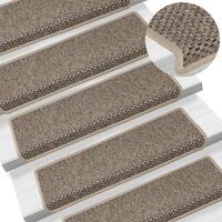 Selvklæbende trappemåtter 15 stk. 65x21x4 cm sisal-look beige