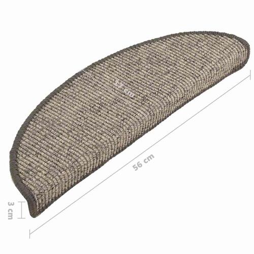 Selvklæbende trappemåtter 15 stk. 56x17x3 cm beige og grå