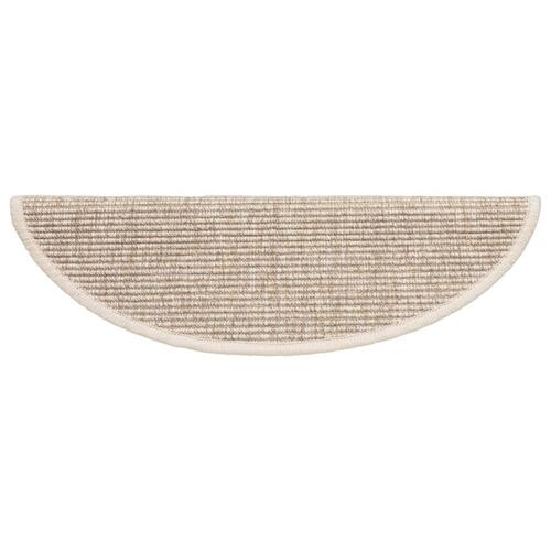Trappemåtter 15 stk. 56x17x3 cm lys beige halvrunde