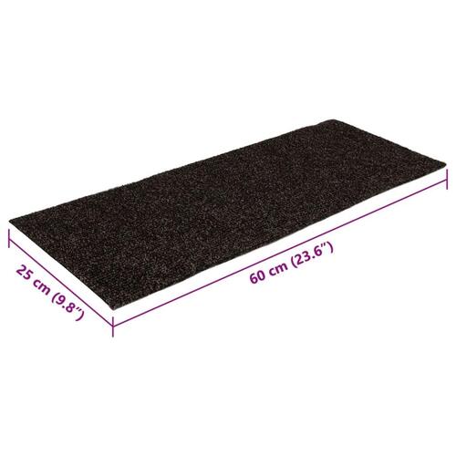 Selvklæbende trappemåtter 15 stk. 60x25 cm rektangulær brun