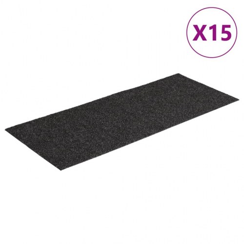 Trappemåtter selvklæbende - 15 stk., 60 × 25 cm, antracit, rektangulære