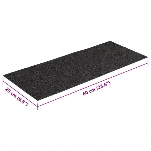 Trappemåtter selvklæbende - 15 stk., 60 × 25 cm, antracit, rektangulære