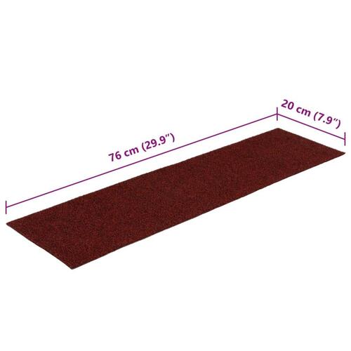 Selvklæbende trappemåtter 15 stk. 76x20 cm rektangulær rød