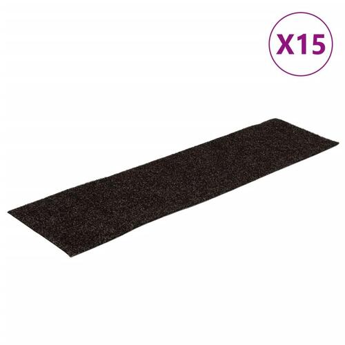 Selvklæbende trappemåtter 15 stk. 76x20 cm rektangulær brun