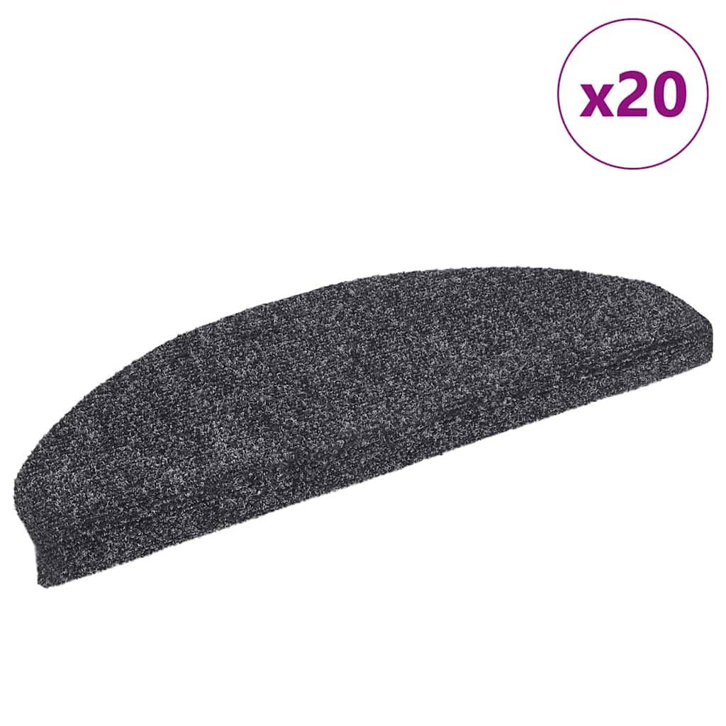 Trappemåtter selvklæbende 20 stk. 65x21x4 cm mørkegrå halvrunde store