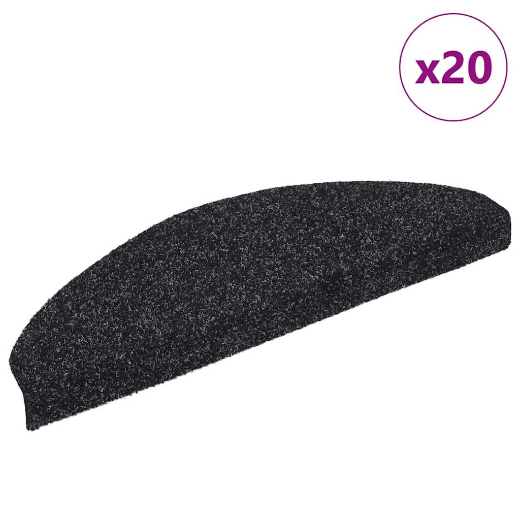 Trappemåtter selvklæbende 20 stk. 65x21x4 cm sorte halvrunde store