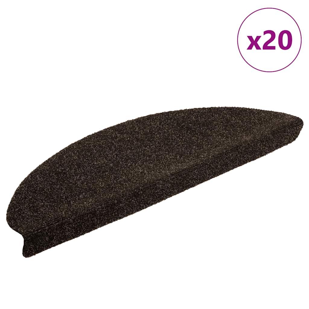 Trappemåtter selvklæbende 20 stk. 65x21x4 cm mørkebrune halvrunde store