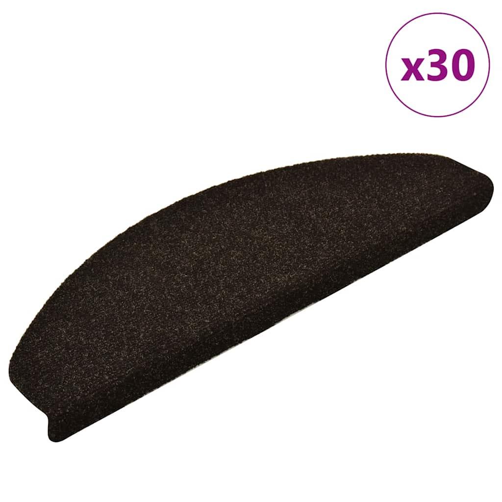 Trappemåtter selvklæbende 30 stk. 65x21x4 cm mørkebrune halvrunde store