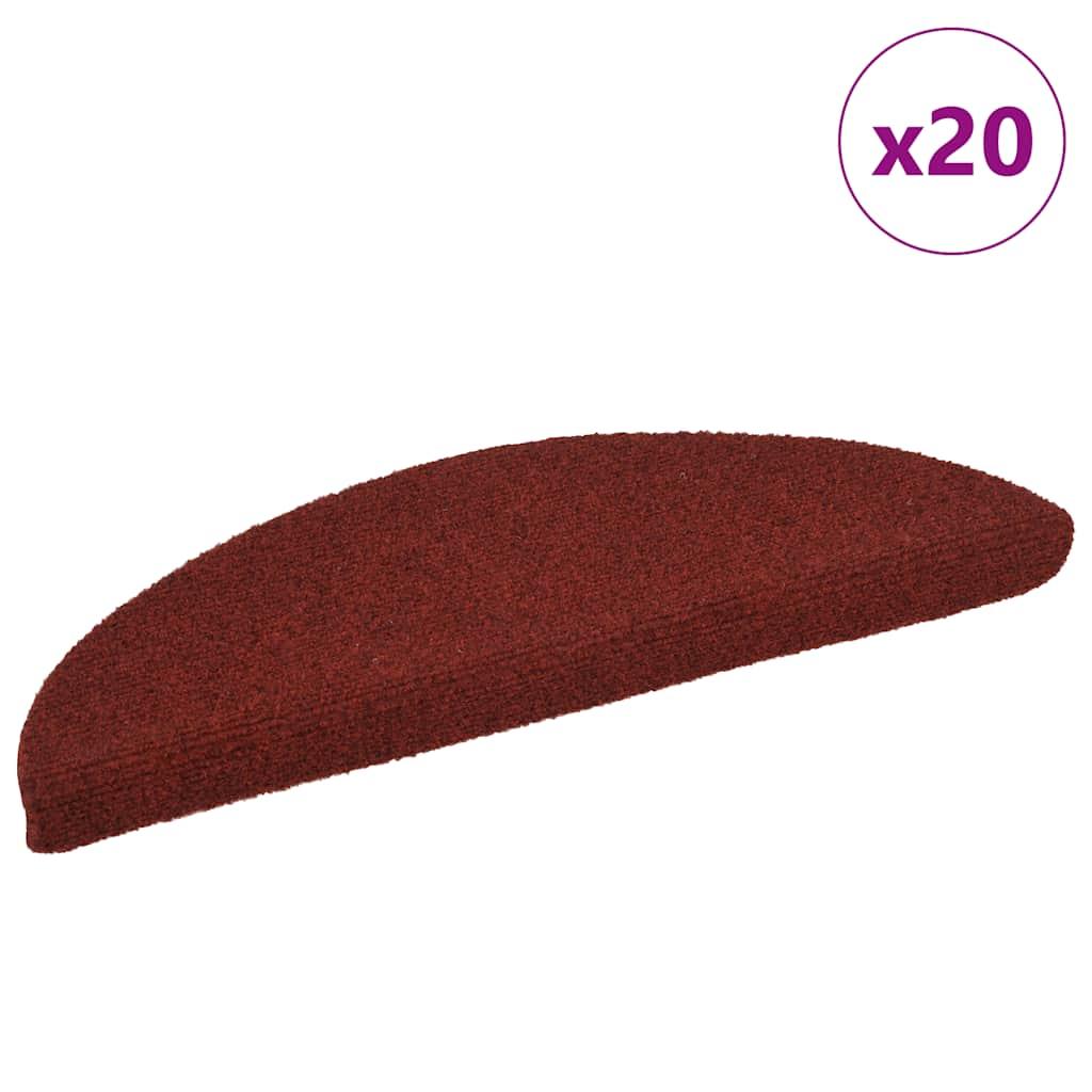 Trappemåtter selvklæbende 20 stk. 56x17x3 cm bordeauxrød halvrunde