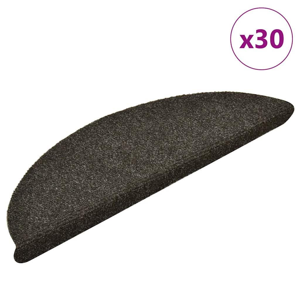Selvklæbende Trappemåtter Tuftet Antracitgrå - 30 / 56 x 17 x 3 cm
