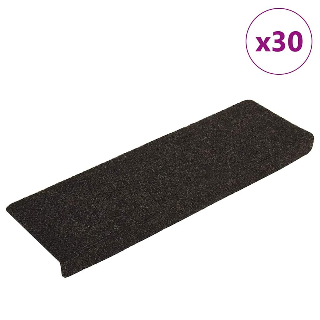 Trappemåtter selvklæbende 30 stk. 65x21x4 cm mørkebrune rektangulære kant