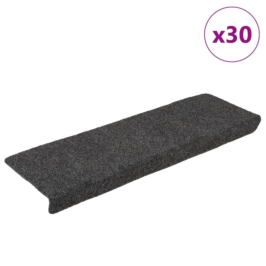 Trappemåtter selvklæbende 30 stk. 65x21x4 cm antracit rektangulær kant