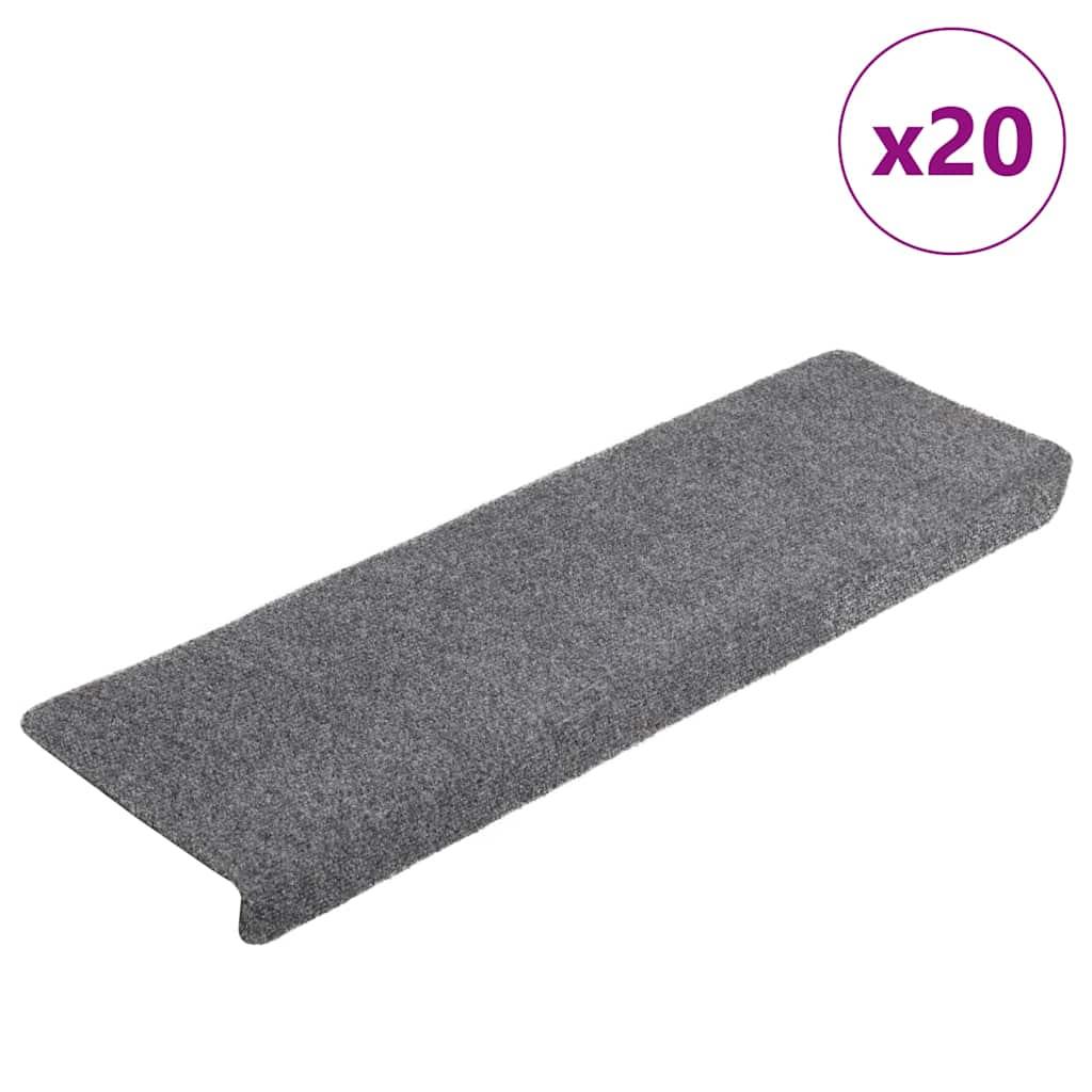 Trappemåtter selvklæbende 20 stk. 65x21x4 cm lysegrå rektangulær kant