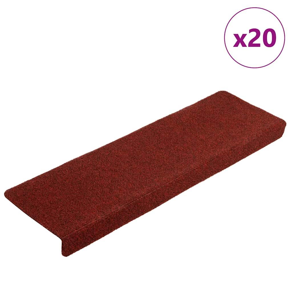 Trappemåtter selvklæbende 20 stk. 65x21x4 cm bordeauxrød rektangulær kant