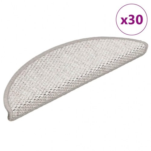 Selvklæbende trappemåtter 30 stk. 56 x 17 x 3 cm sisal-look - platina