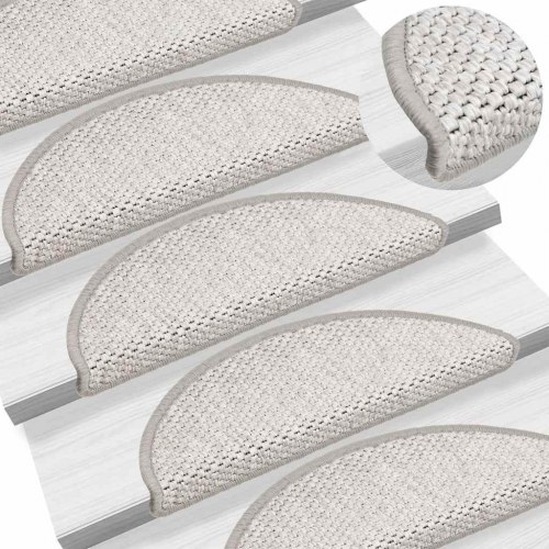 Selvklæbende trappemåtter 30 stk. 56 x 17 x 3 cm sisal-look - platina
