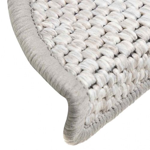 Selvklæbende trappemåtter 30 stk. 56 x 17 x 3 cm sisal-look - platina