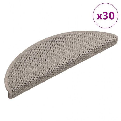 Trappemåtter 30 stk. selvklæbende 56 x 17 x 3 cm sisal-look - sølv