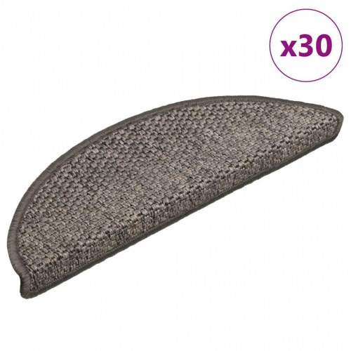 Selvklæbende trappemåtter 30 stk. sisal-look grå-beige 56 x 17 x 3 cm