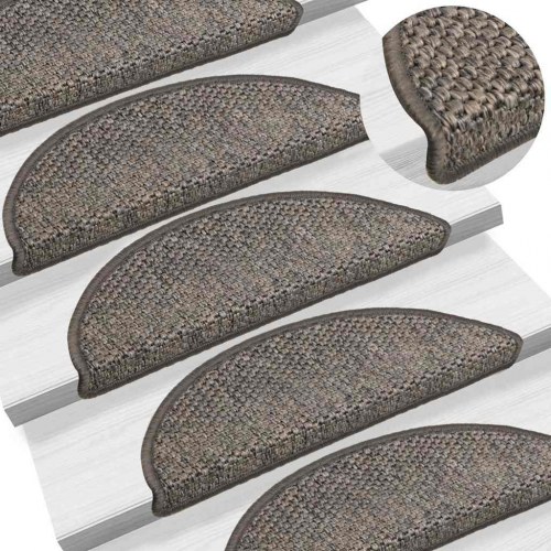 Selvklæbende trappemåtter 30 stk. sisal-look grå-beige 56 x 17 x 3 cm