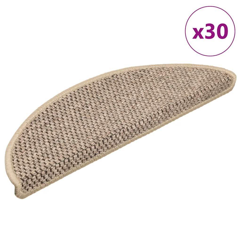 Selvklæbende trappemåtter 30 stk. 56x17x3 cm sisal-look beige billede