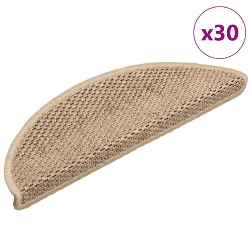 Selvklæbende trappemåtter i sisal-look 30 stk. - sandfarve