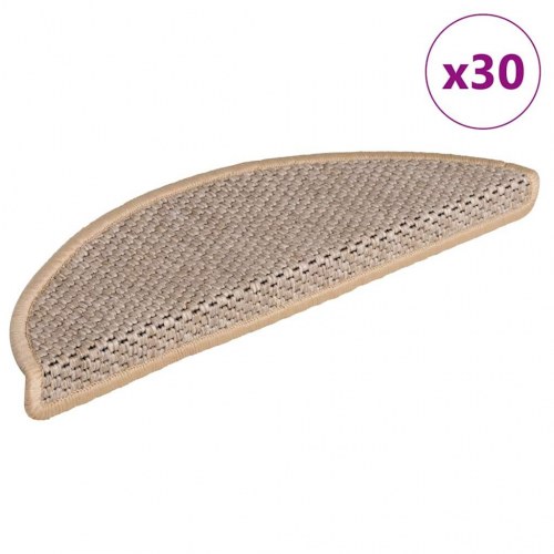 Selvklæbende trappemåtter 30 stk. 56 x 17 x 3 cm - lys beige