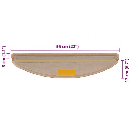 Selvklæbende trappemåtter 30 stk. 56 x 17 x 3 cm - lys beige