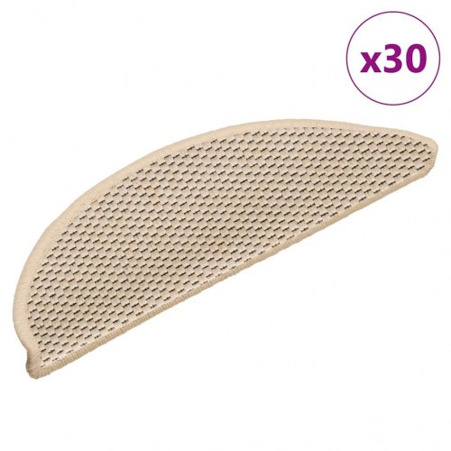 Selvklæbende trappemåtter 30 stk. sisal-look creme 56 x 17 x 3 cm