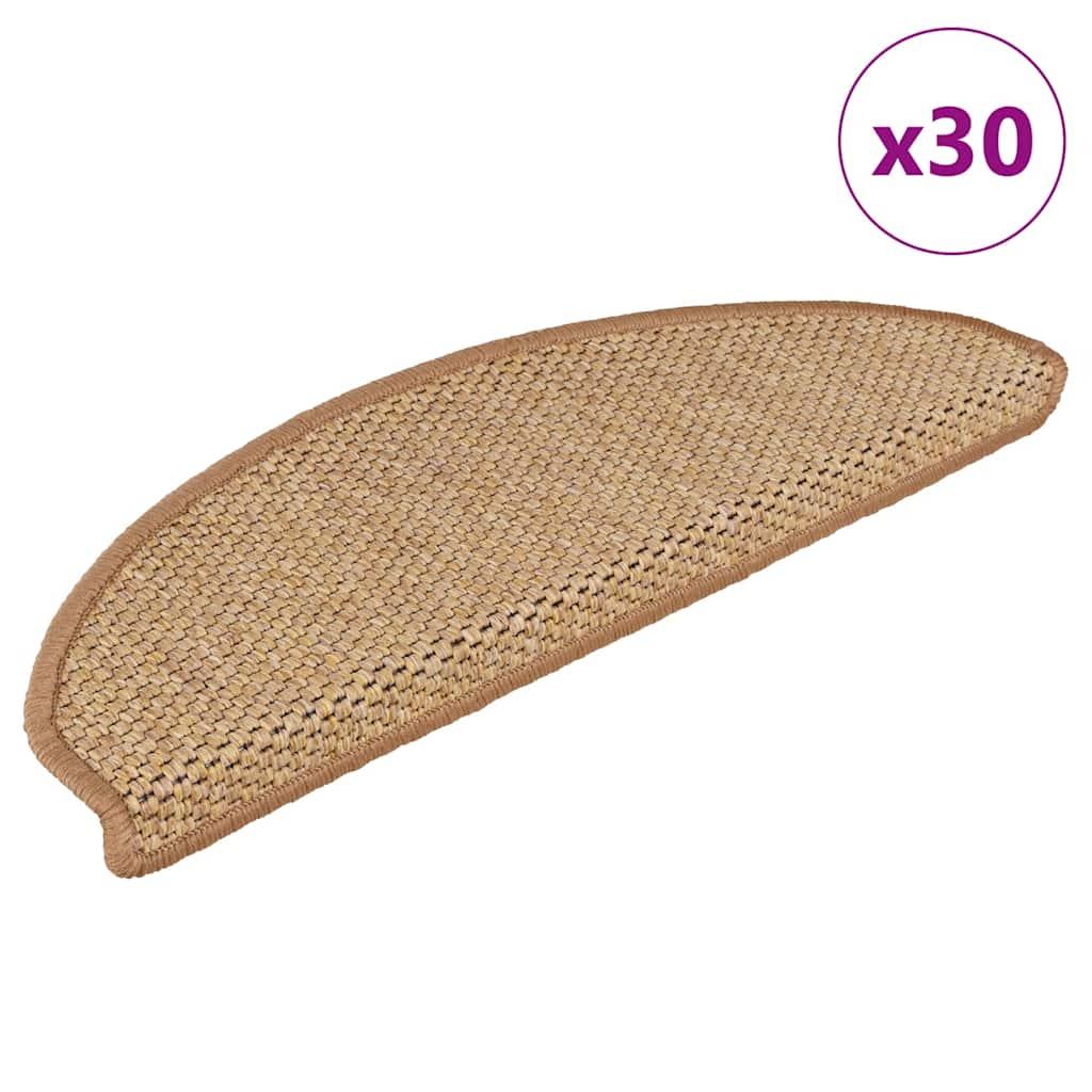 Selvklæbende trappemåtter 30 stk. 65x21x4 cm sisal-look sisal billede