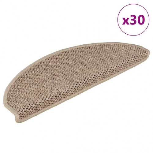 Selvklæbende trappemåtter i sisal-look 30 stk. 65 x 21 x 4 cm - sandfarve