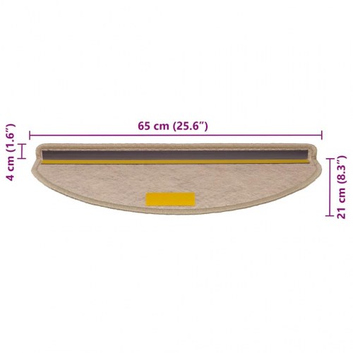 Selvklæbende trappemåtter i sisal-look 30 stk. 65 x 21 x 4 cm - sandfarve
