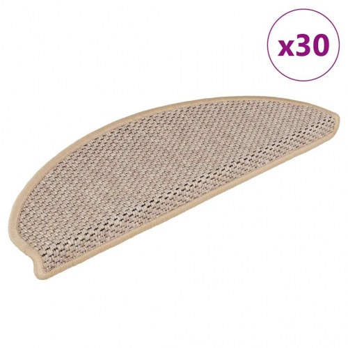 Selvklæbende trappemåtter 30 stk. 65 x 21 x 4 cm - lys beige