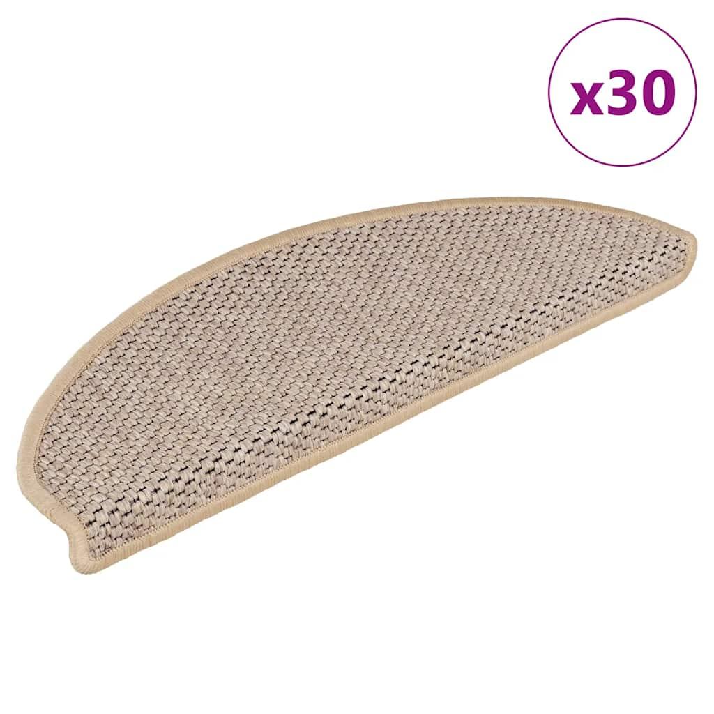 Selvklæbende trappemåtter 30stk. 65x21x4cm sisal-look lys beige