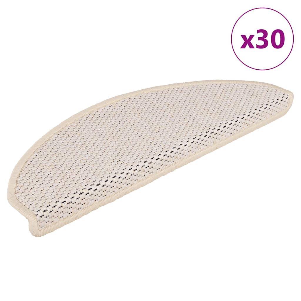 Selvklæbende trappemåtter 30 stk. 65x21x4 cm sisal-look creme