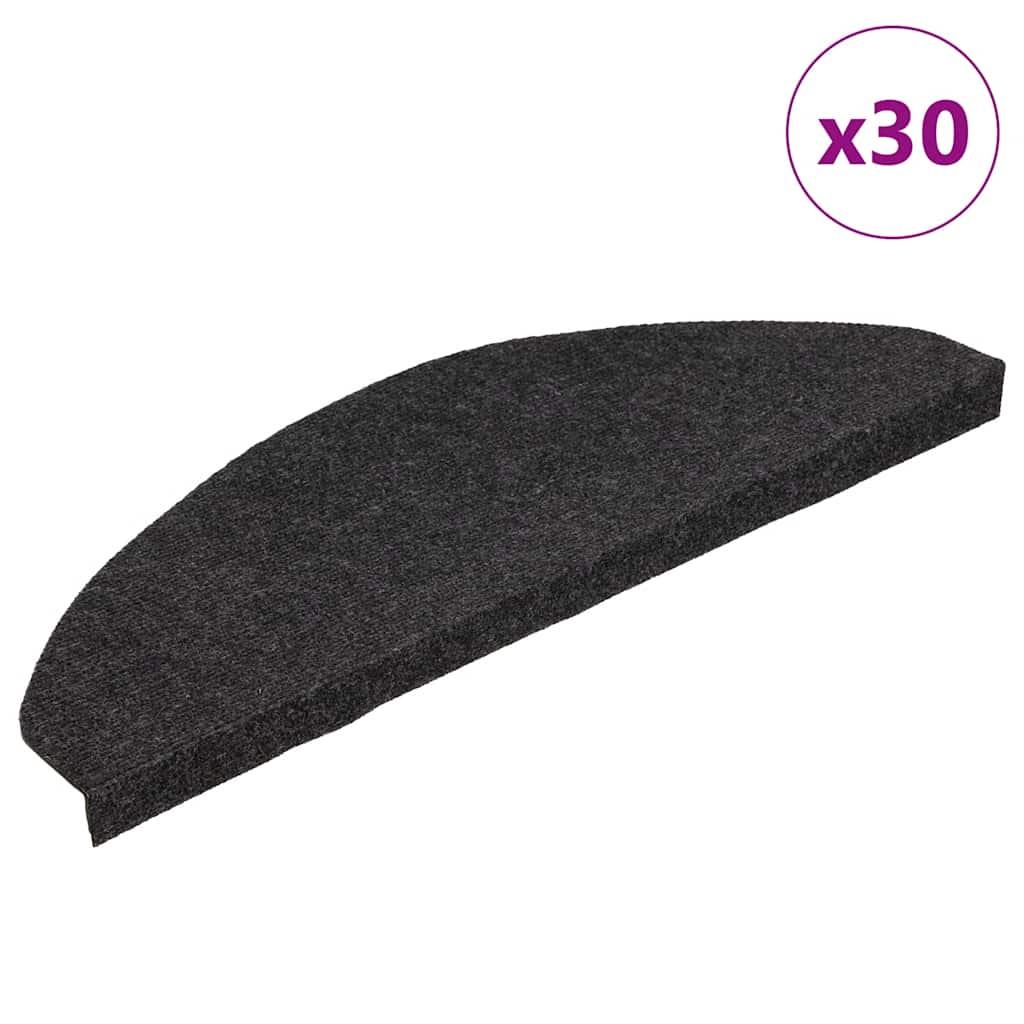 Selvklæbende trappemåtter 30 stk. - 65 × 22,5 × 3,5 cm, sort