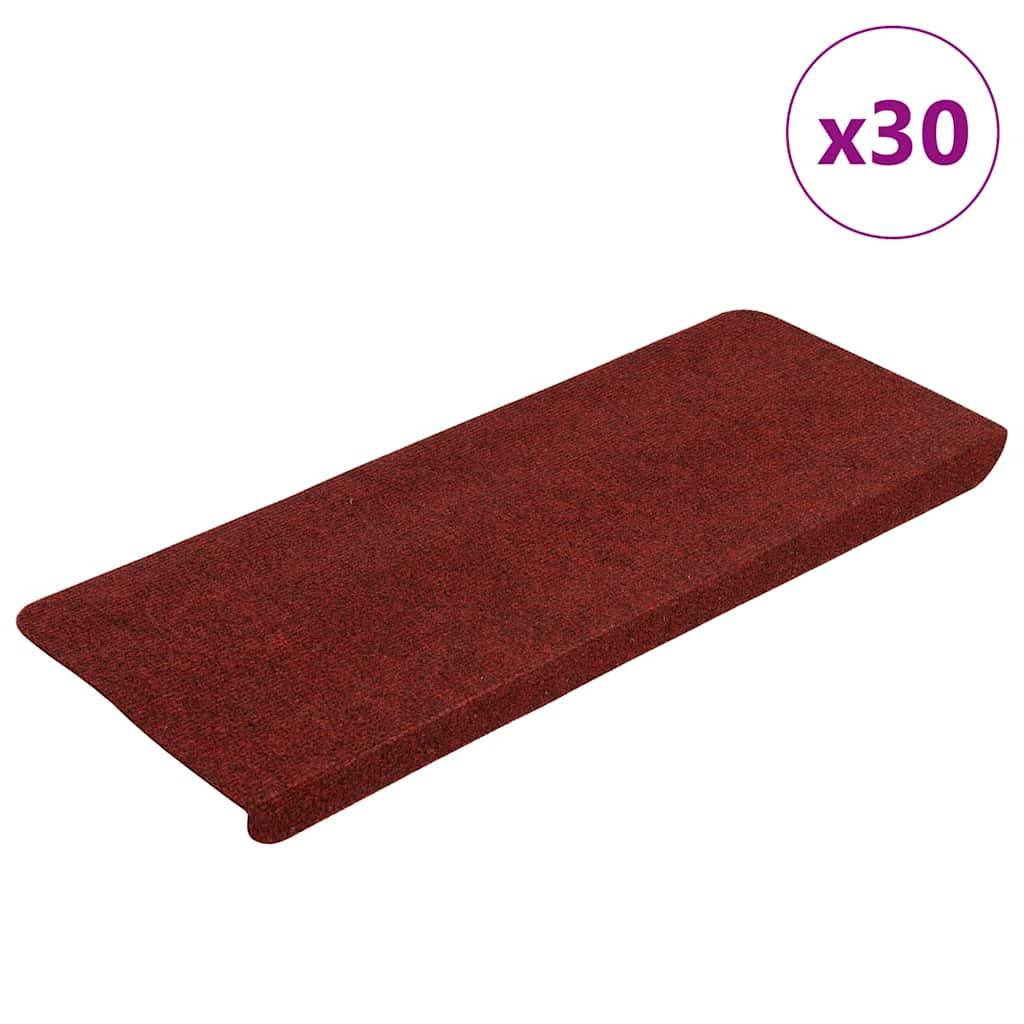 Selvklæbende trappemåtter 30 stk. - 65 × 24,5 × 3,5 cm, rød