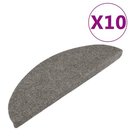 Selvklæbende trappemåtter - 10 stk., 65 × 22,5 × 3,5 cm, grå
